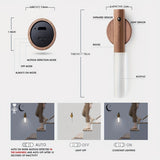1pc/2piezas Sconce de pared magnético de madera tradicional, luz nocturna de sensor de movimiento LED recargable por USB, montaje semibrillo extraíble para dormitorio, armario, pasillo, escalera, gabinete - Sombrilla de plástico, compatible con ubicación