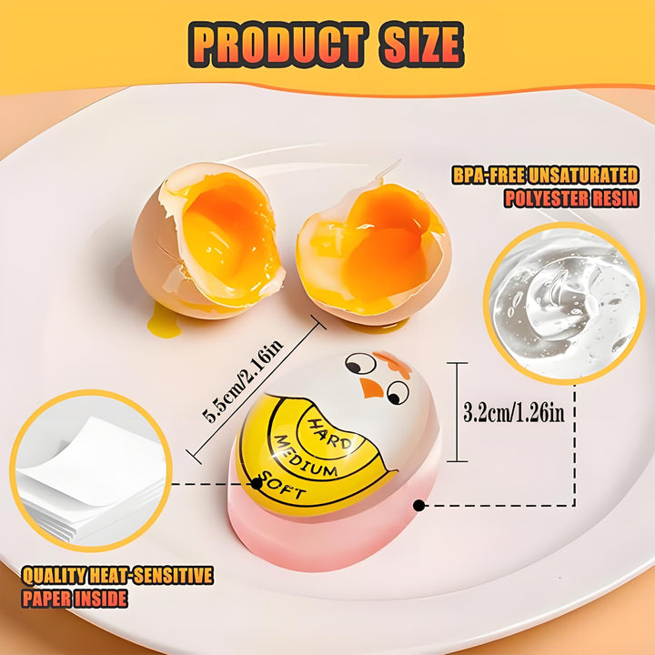 1 pieza de temporizador de huevo Kawaii y soporte de huevo cocido - Divertido gadget de cocina reutilizable sin batería con diseño de dibujos animados lindo, perfecto para huevos cocidos blandos y duros, camping, viajes, regalos de Día de la Madre, gradu