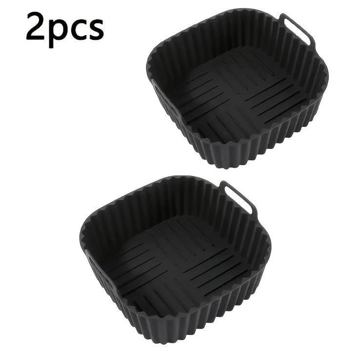 Juego de 2 o 3 forros de aire fritura reutilizables de silicona - bandejas de horno cuadradas gruesas, ideales para cocinar de manera saludable, adecuadas para freidoras de aire de 4-7Qt, seguras para microondas, antiadherentes, fáciles de limpiar, perfe