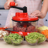 Picadora de Verduras Manual, Triturador de Ajo, Procesador de Alimentos Multifuncional de Plástico para Esenciales de Cocina en Autocaravana