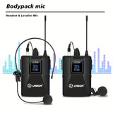 Sistema de micrófono inalámbrico profesional LBMGM, equipado con 2 micrófonos de mano y 2 packs de cinturón (con 1 auricular y 1 micrófono de solapa), adecuado para canto al aire libre, conferencias, pequeñas actuaciones y otros escenarios.