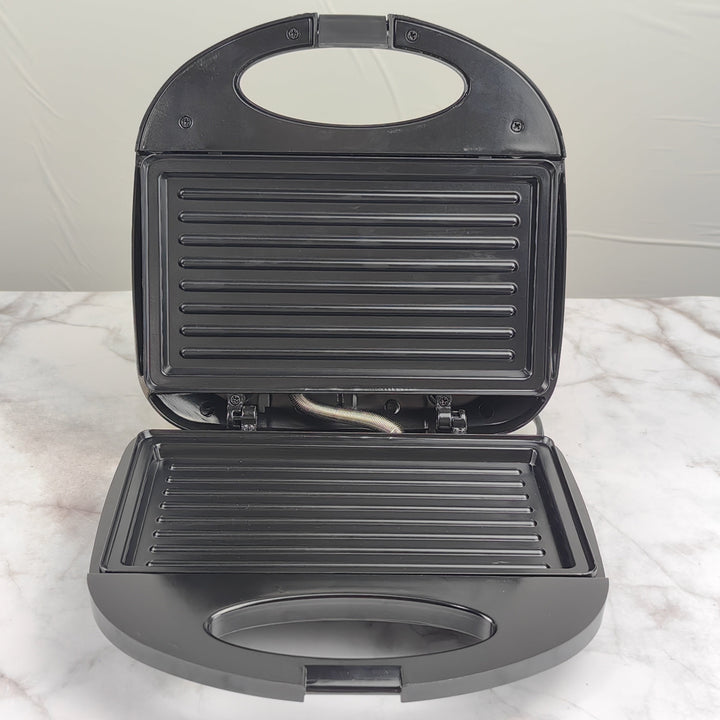 Horno portátil para sándwiches y paninis - Máquina de asado compacta de 2 rebanadas con calefacción de doble cara, control de temperatura inteligente, giro rápido de desayuno, material de bakelita, enchufe de EE. UU., perfecto para el hogar o viajes, ese