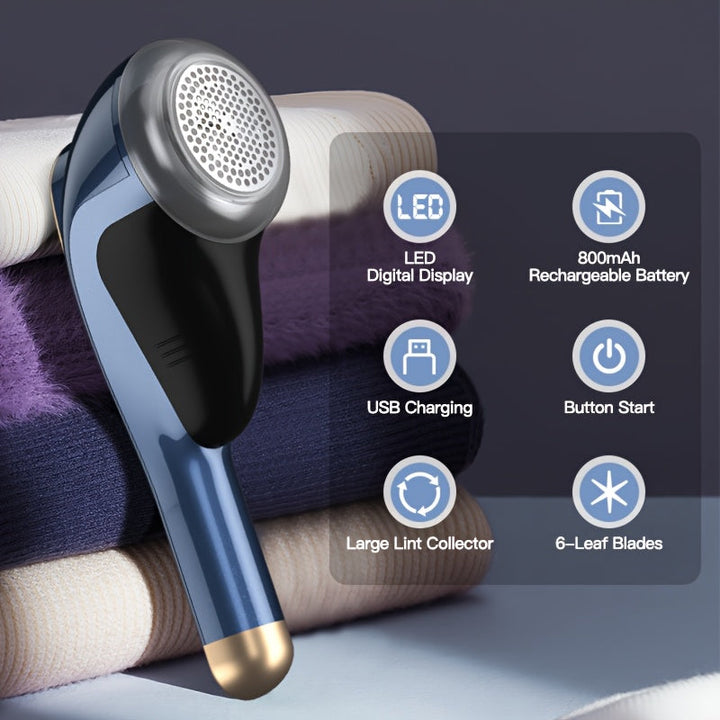 Eliminador de vello de ropa lavable recargable, eliminador de vello de suéter, eliminador de vello de suéter portátil eléctrico, afeitadora de bolas adecuada para ropa y muebles, azul