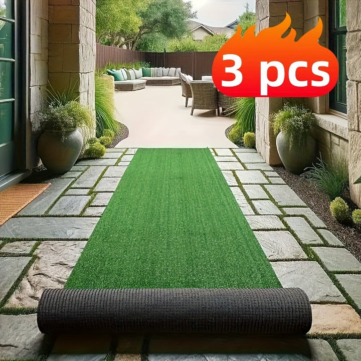 3 Rollos de Alfombra Artificial de Césped Sintético Lujoso Resistente a los Rayos UV, 3.0 metros x 50.01 cm, Material Plástico Duradero, Adecuado para Uso Interior/Exterior, Amigable con Mascotas, Ideal para Jardines, Balcones, Patios, Piscinas y Decorac
