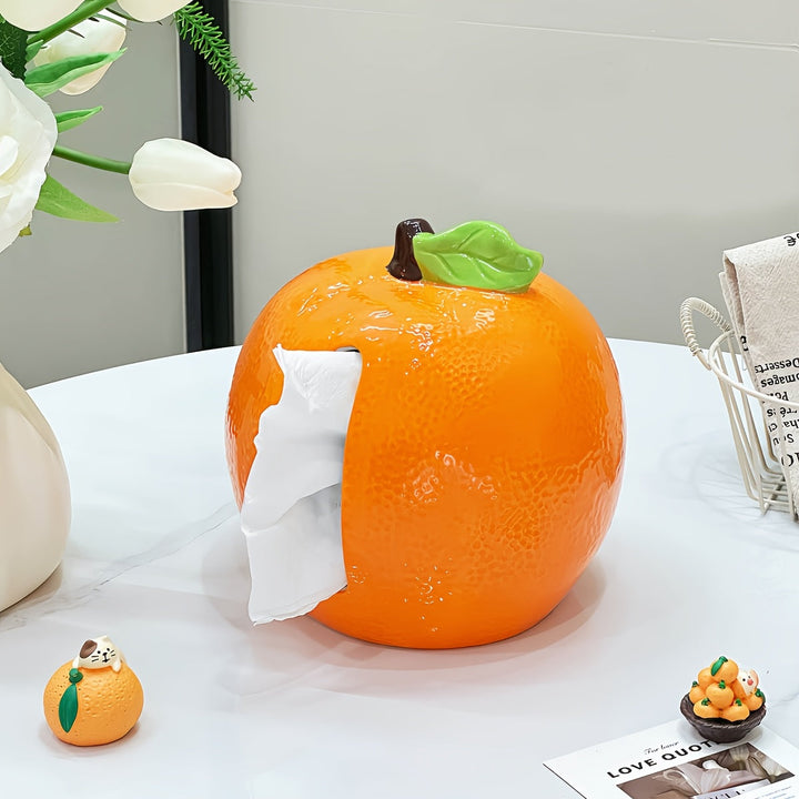 1 Caja Grande de Pañuelos Naranja para Buena Suerte, Adorno de Mesa Decorativo para el Hogar, Porta Servilletas, Contenedor de Almacenamiento de Papel Higiénico con Diseño de Dibujos Animados, Adecuado para Sala de Estar, Baño y Dormitorio