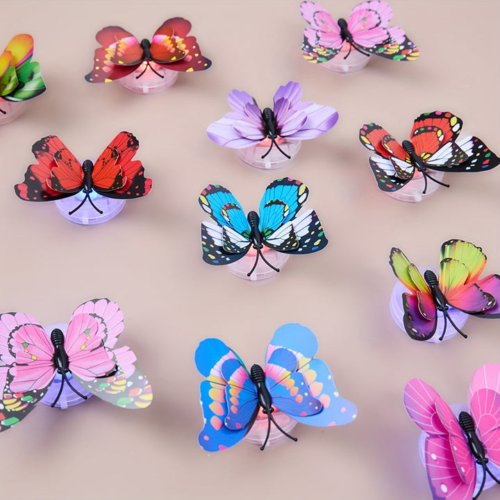Decoración de pared de mariposa que brilla en la oscuridad con capas dobles y alas adjuntas - Ideal para el hogar, cumpleaños, bodas y decoración de vacaciones, estilos y colores aleatorios, decoraciones de mariposas