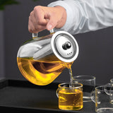 Tetera Elegante de Vidrio Engrosado con Infusor de Acero Inoxidable - Resistente al Calor, Apta para Lavavajillas - Perfecta para Preparar Té en Casa en Estufas de Gas