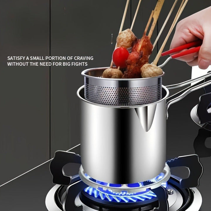 Freidora de Acero Inoxidable con Rejilla Filtro - Diseño Compacto, Fácil de Usar y Duradero, Ideal para Papas Fritas Crujientes, Pescado, Pollo, etc., Regalo Perfecto para Navidad, Halloween, San Valentín - Herramienta Esencial en la Cocina del Hogar