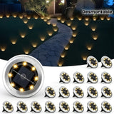 8 luces solares para jardín, iluminación LED para caminos, garajes, patios y jardines traseros, batería de níquel, montaje semi-inclinado, acabado pulido, control fácil con botón, diseño desmontable, iluminación cálida, cuerpo duradero de acrílico, espac
