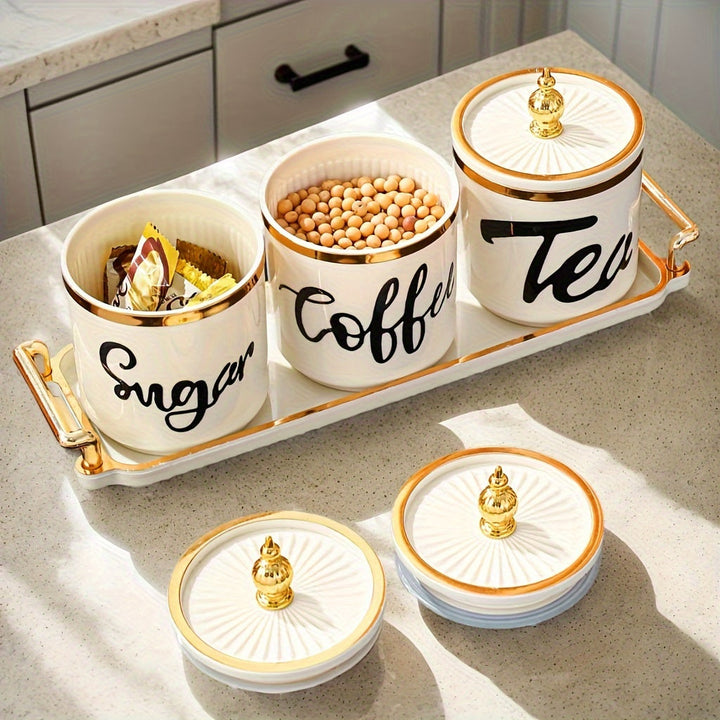 3 piezas/set (1 plato, 3 latas) latas de almacenamiento plástico multifuncionales, latas selladas, para sala, cocina, granos, dulces, galletas, pan, ideales para bodas al aire libre, fiestas, regalos, cumpleaños