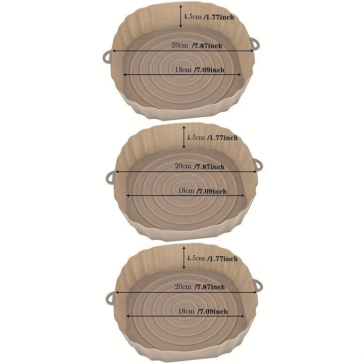 3-Pack Líneas de Silicona para Freidora de Aire de 7.09 Pulgadas, Cestas Reutilizables No Adherentes, Bandejas de Accesorios para Horno, Gadgets de Cocina para Cocina en Casa