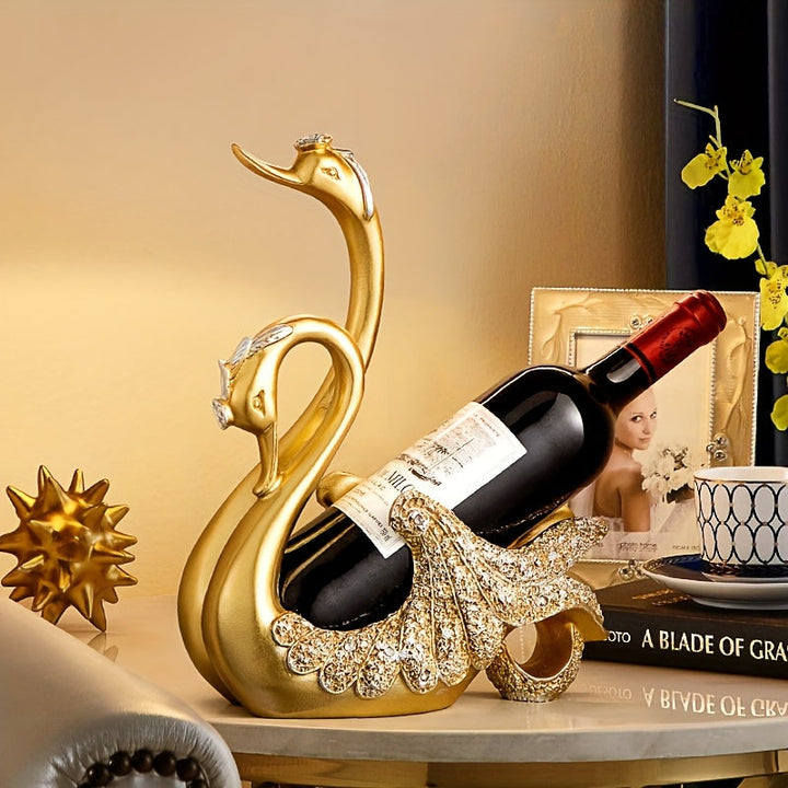 Adorno Creativo de Estante para Vino con Forma de Cisne Europeo, Almacenamiento de Lujo para Bar de Alta Gama, Soporte Decorativo para Botellas de Vino en la Mesa del Comedor
