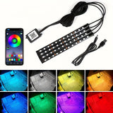 4 luces ambientales para interiores de coche, luces RGB para pies, luces decorativas USB con control remoto, neón LED con ritmo musical, adecuadas para autos y SUVs, regalos considerados