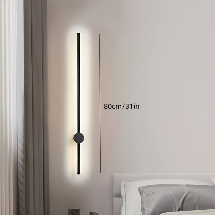 1pc Aplique de montaje semi empotrado LED moderno, luz de pared lineal larga para comedor, sala de estar, dormitorio, pasillo - Pantalla de metal, cableado 85V-265V, incluye fuente de luz, no requiere batería