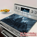 1 pieza, Protector de estufa con diseño 2D plano, Temática Halloween Zombi Noche Oscura Aterrador, Poliéster, Ideal para encimeras de cocina, cocinas, lavadoras y protectores de paneles de secadora, accesorios elegantes para cocina, 2D Plano