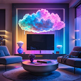 AJK Lámpara Inteligente 3D Nube Trueno con Sincronización Musical - Iluminación RGB LED de Simulación Tormenta, Lámpara Ambiental USB para Sala de Juegos, Cine en Casa, Decoración Halloween/Navidad, Luz LED en Forma de Nube con Efectos de Rayos, Ambiente