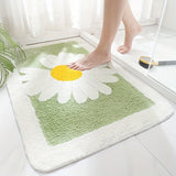 1 alfombra antideslizante para baño con diseño de margaritas en imitación de cachemira, absorbente, súper suave y mullida, ideal para lavandería, entrada o decoración del hogar