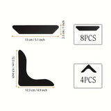 12 unidades de alfombras antideslizantes, almohadillas de alfombra reutilizables autoadhesivas, material acrílico, con respaldo antideslizante para pisos de madera dura, para oficina, dormitorio, uso interior