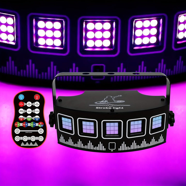 [Luz Estroboscópica Dinámica de Metal] YSH Luz Estroboscópica Dinámica de Metal Negro USB 1ud con Control Remoto - Luces de Fiesta Disco para Clubes Nocturnos, Bares, Cumpleaños, Navidad, Día de San Valentín y Celebraciones de Bodas - Iluminación Decorat