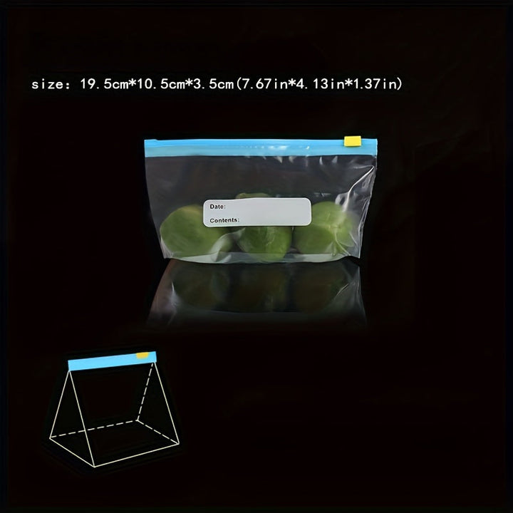 10pcs Bolsas de Almacenamiento de Alimentos Reutilizables Engrosadas con Cierre Deslizante - Transparentes, a Prueba de Humedad y Polvo, Mantenedores de Frescura para Refrigerador, Congelador y Organización de Despensa, Material PE de Fácil Sellado, Orga
