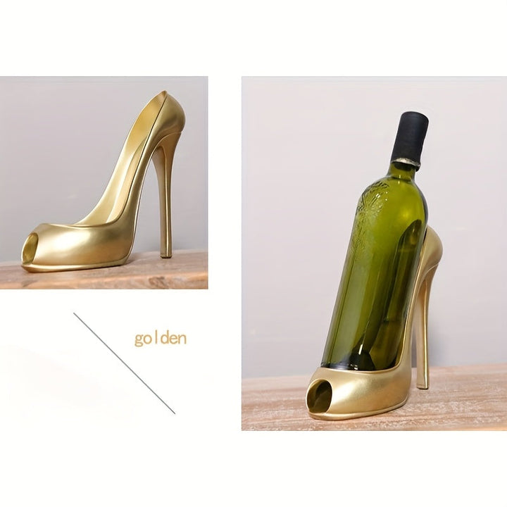 Soporte de botella de vino elegante para zapatos de tacón alto - Elegante estante de resina para decoración del hogar, accesorio creativo para armario de vino estilo europeo, ideal para cocina y comedor, regalo para amantes del vino.