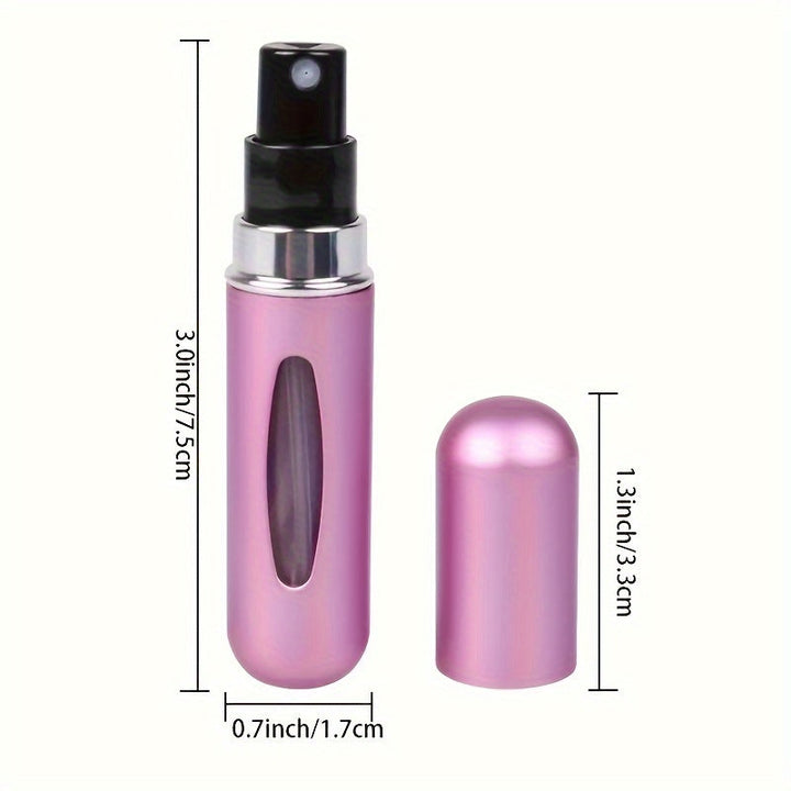 Un frasco de maquillaje portátil con una capacidad de 5 ml en la parte inferior, que se puede rellenar y reutilizar como un mini frasco de spray para perfume.