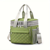 bolso Tote de Almacenamiento Multifuncional para el Hogar y Exteriores con Doble Capa en Rejilla Romboide, Gran Capacidad, No Contacto con Alimentos