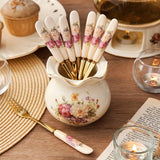 1 pieza Tarro de Cerámica Estilo Europeo/Portacuchillos y Tenedores/Portaplumas/Jarrón, Contenedor Multifuncional Apto para Hogar, Comedor, Oficina, Puede Albergar Flores, Cucharas, Palillos, Brochas de Maquillaje