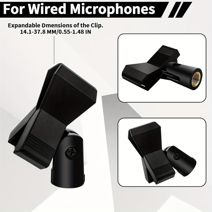 4 piezas de Clips Ajustables para Micrófonos en Soportes - Abrazadera Segura con Adaptador de 5/8" a 3/8", Perilla Ajustable de 180°, Diseño Duradero para Microfonos Inalámbricos, Podcasting, Transmisión en Vivo y Uso de Estudio, Accesorios para Soporte