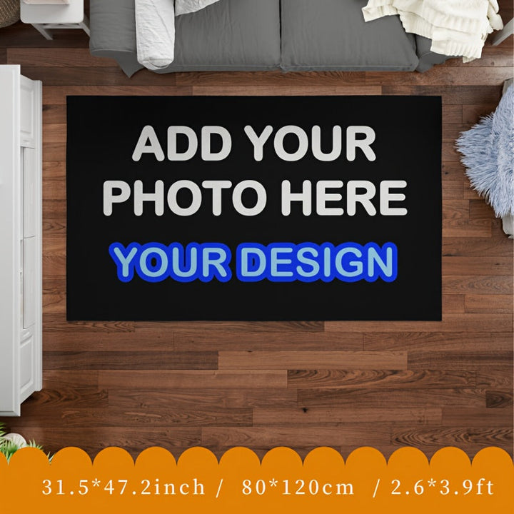 Felpudo de terciopelo cristal grueso de 1kg/m² con respaldo de silicona personalizable, alfombra de entrada para decoración del hogar, solo lavado a mano, 100% poliéster, negro con espacio para texto en blanco