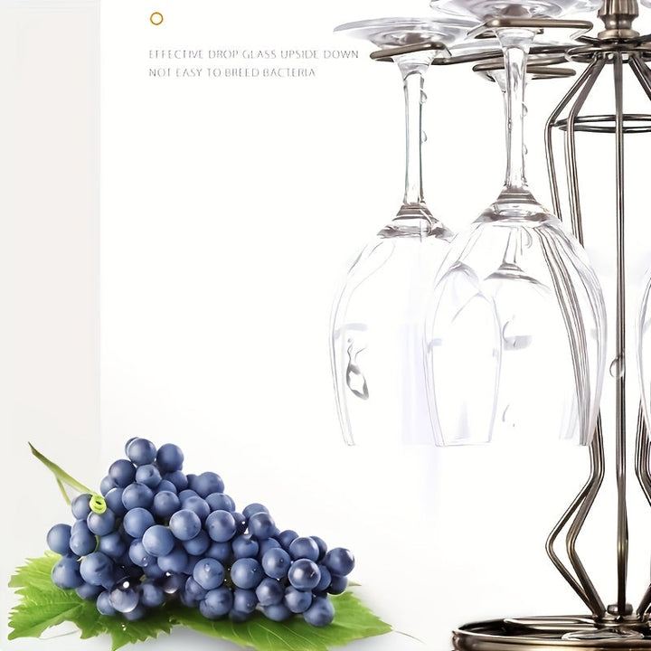 Un soporte de vidrio creativo de estilo europeo, un soporte de vidrio colgante de hierro para el hogar, un soporte de exhibición para vasos de alta estaca, adecuado para bares en el hogar y como decoración para botellas en el salón.