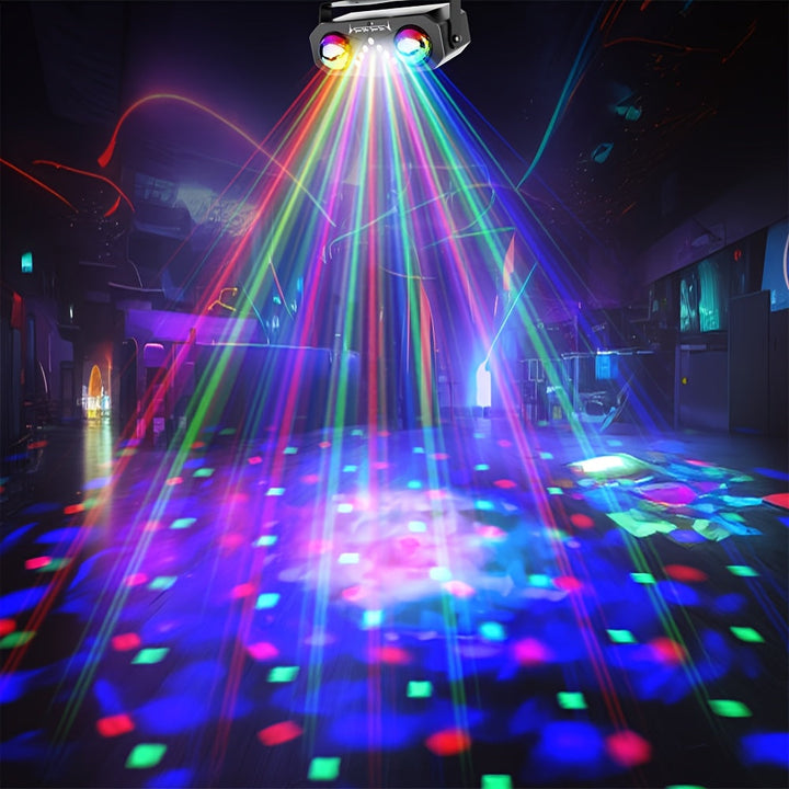 2 en 1, Pelota de disco y proyector LED, plástico ABS negro, 7 proyector de fiesta LED con sensor infrarrojo, alimentación USB, no necesita batería, ideal para uso en interiores, iluminación de fiestas | Iluminación vibrante | Plástico duradero