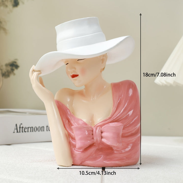 Jarrón Boho Chic de Resina con Forma Femenina para Sala de Estar, Dormitorio y Decoración de Entrada - Redondo, No Requiere Batería, Decoración del Hogar, Jarrón