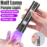 1 pieza, linterna LED de curado de esmalte de uñas, mini linterna portátil negra recargable por USB para cazar escorpiones, inspección de hoteles, detección de artículos de valor, luz suave, ocio y entretenimiento, lámpara de curado de esmalte de uñas