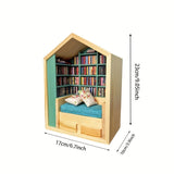 Una caja de mecedora de comodidad artesanal diseñada para aliviar la ansiedad, con una estantería de madera para decoración de oficina en casa, que incluye 200 libros y 2 cojines.