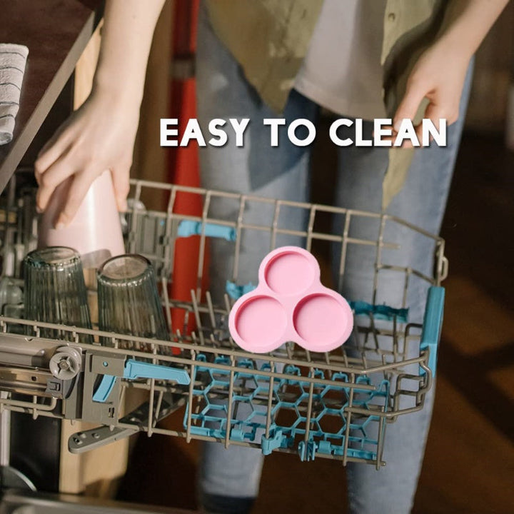 1pc Molde de silicona para hornear pasteles, molde redondo de 3 agujeros no eléctrico para pan y freidora de aire, accesorio de freidora de fácil liberación, herramienta de cocina multiusos