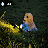 1pc XXOASIS Figura de resina de motocicleta de cachorro con energía solar, decoración de jardín con tema animal con control de interruptor, batería de níquel, ideal para patio, césped, balcón, alféizar de ventana, regalo único de vacaciones