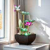 Fontana de escritorio creativa de tres niveles con adornos de roca natural, ideal para dormitorios, salones o escritorios, creando un ambiente relajante y acogedor