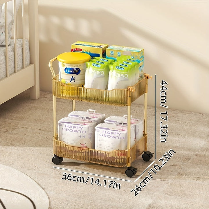 1-Pack Estante de Almacenamiento Multifuncional de 2/3/4 Niveles, Mesa para Comer con Gabinete Móvil, Carro Organizador de Botellas y Snacks de Varios Pisos, Caja de Almacenamiento de Pie para Dormitorio o Sala de Estar