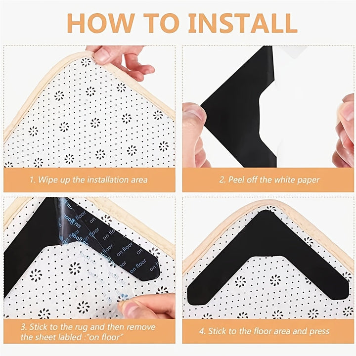 4/10/20pcs Pegatinas para Alfombras Antideslizantes Lavables, Alfombra para Esquinas de Madera Dura, Evita que las Alfombras se Muevan y Roden los Bordes, Pegatina para Alfombra en Forma de U que se Puede Cortar Libremente y Aplicar en Diversas Ocasiones