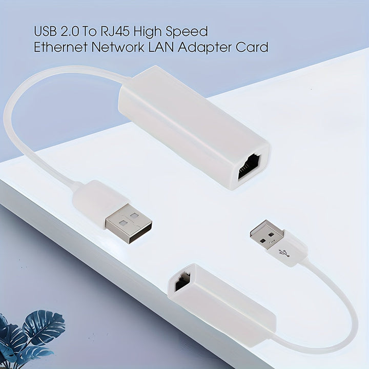 Adaptador Portátil USB a Ethernet 1000Mbps (1Gbps) - Plug & Play Sin Controladores, Diseño Compacto para Viajes, Convertidor LAN RJ45 Blanco para Laptop, PC, Smartphones y Tabletas, Acceso a Internet en Laptops, Conexión de Alta Velocidad