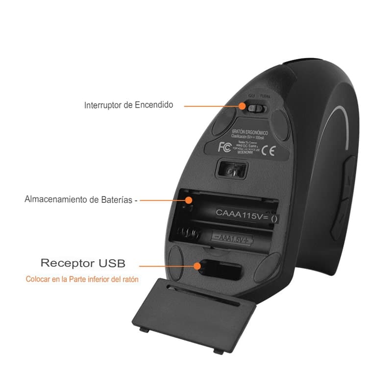 Mouse Vertical Ergonómico Inalámbrico Recargable 6 Botones