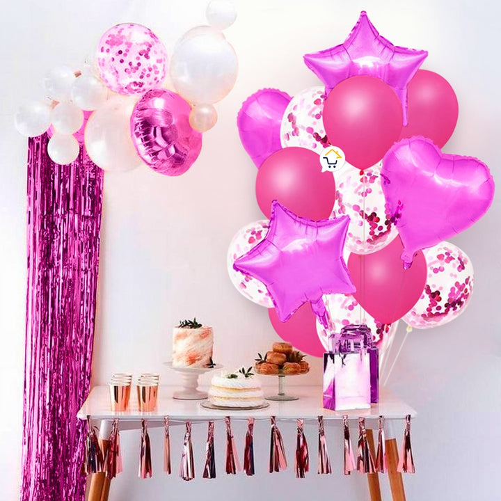 Kit Decoración Globos Estrella y Corazón Feliz Cumpleaños OE235