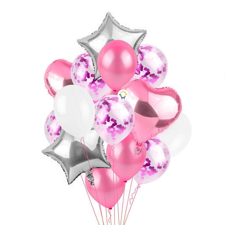 Kit Decoración Globos Estrella y Corazón Feliz Cumpleaños OE235