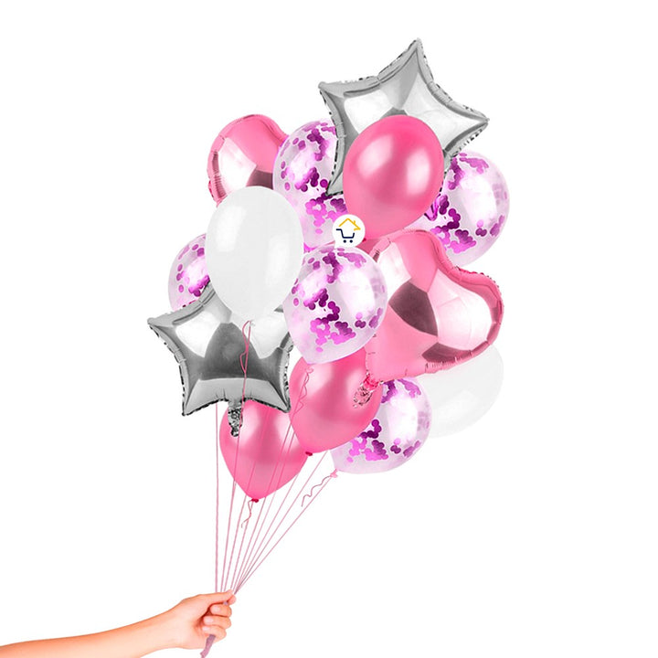 Kit Decoración Globos Estrella y Corazón Feliz Cumpleaños OE235