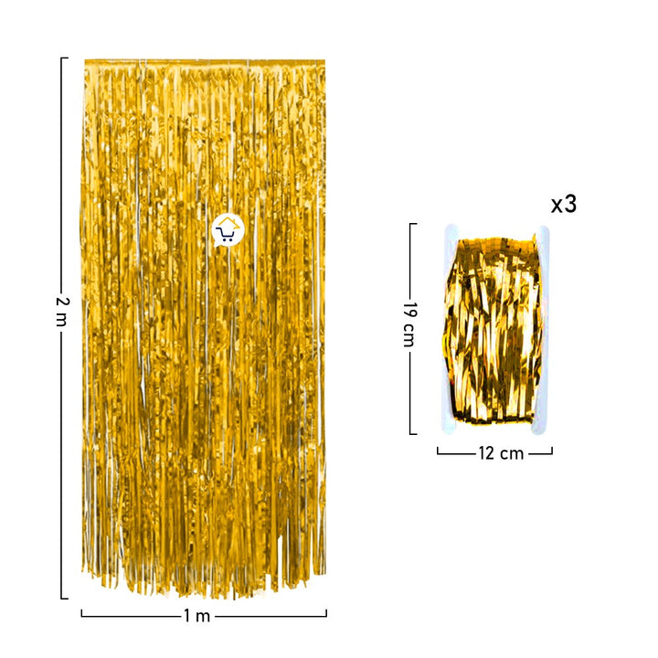 Cortina Metalizada brillante x3 Decoración Fiestas OE111