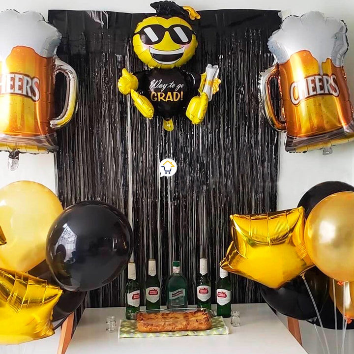 Cortina Metalizada brillante x3 Decoración Fiestas OE111