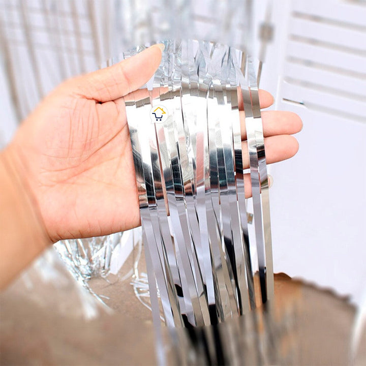 Cortina Metalizada brillante x3 Decoración Fiestas OE111