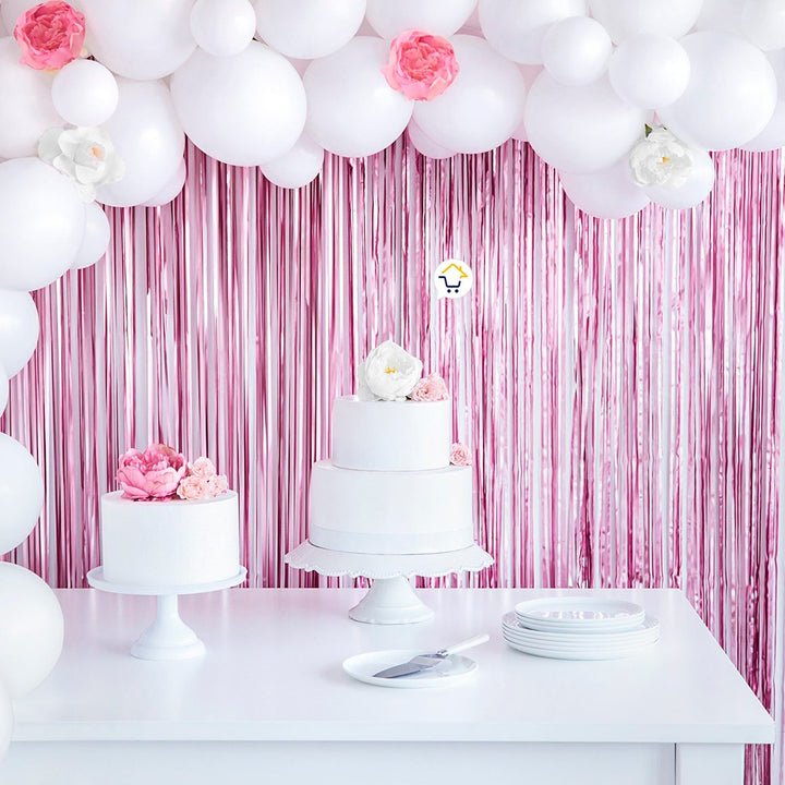 Cortina Metalizada brillante x3 Decoración Fiestas OE111