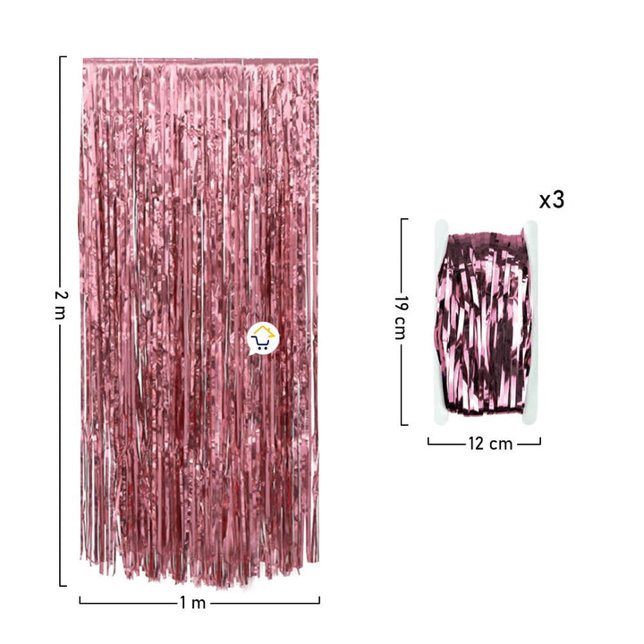 Cortina Metalizada brillante x3 Decoración Fiestas OE111